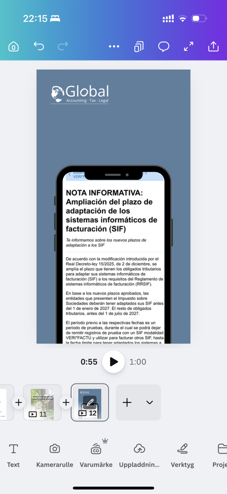 AEAT meddelande om förlängd tidsfrist för Verifactu (SIF) i Spanien